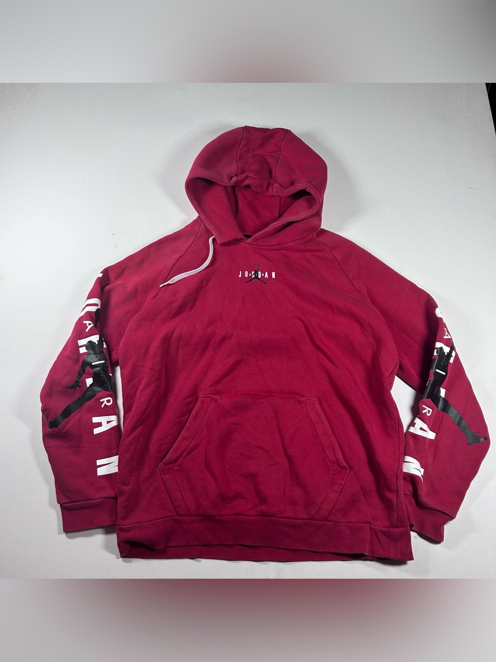Nike Air Jordan Jumpman Sweatshirt Pullover Hoodie Red Men's L Faded Distressed
